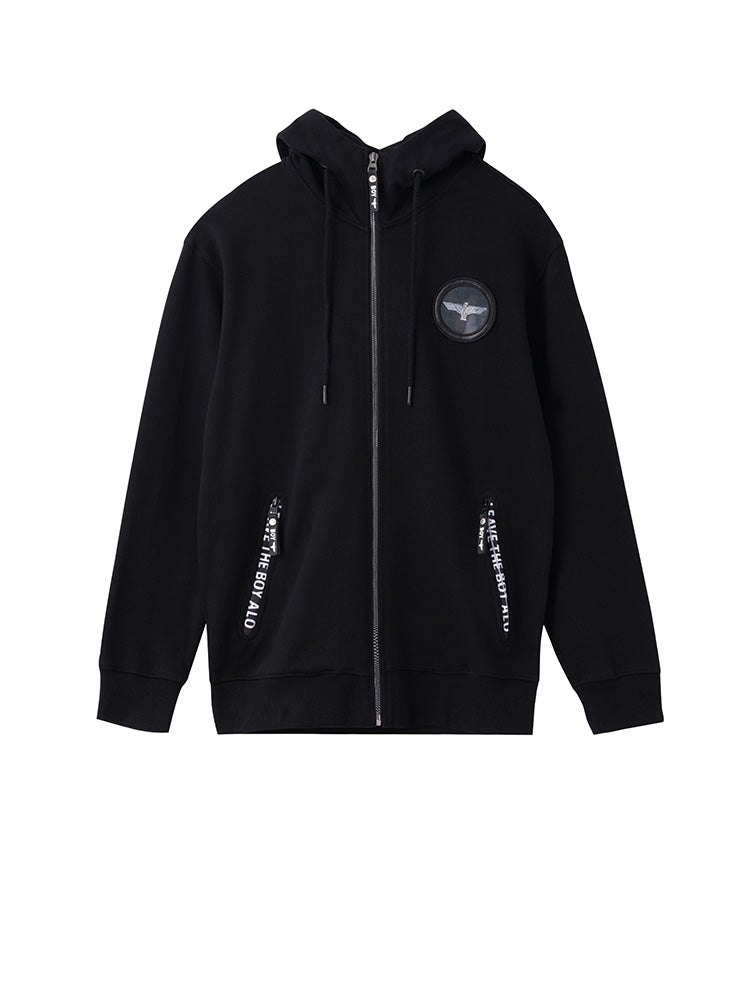 Graphic Zipper Hoodie Jacket with Pockets