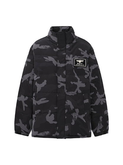 ALL OVER PRINT TUSKER TEMPLE PUFFER PARKA BLACK