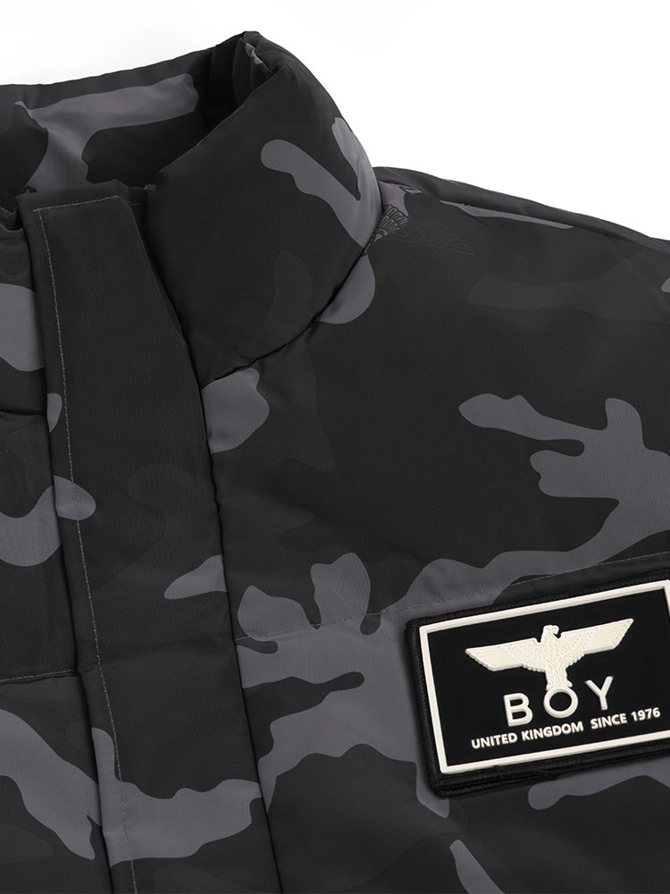 ALL OVER PRINT TUSKER TEMPLE PUFFER PARKA BLACK