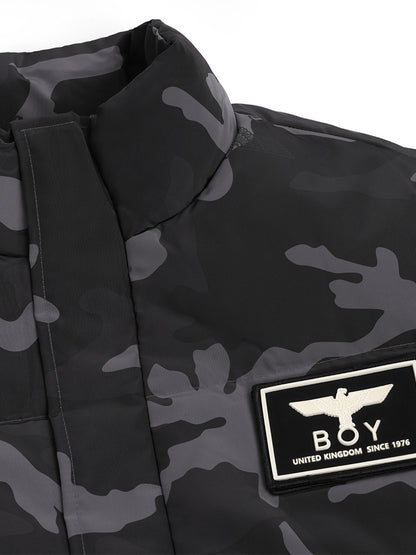 ALL OVER PRINT TUSKER TEMPLE PUFFER PARKA BLACK