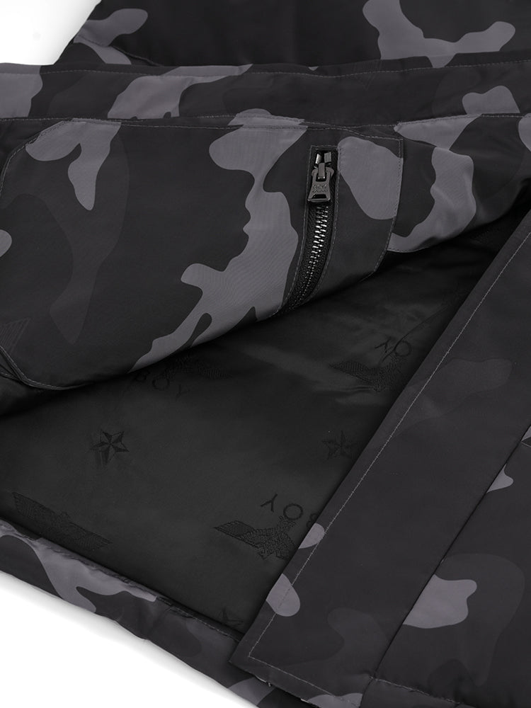 ALL OVER PRINT TUSKER TEMPLE PUFFER PARKA BLACK