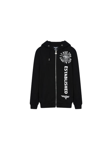 Graphic Zipper  Long Sleeve Hoodie Jacket