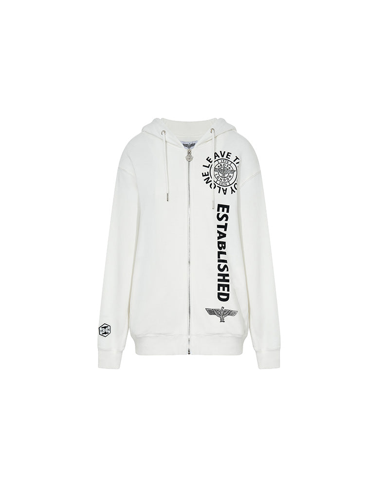 Letter Print Zipper Long Sleeve Hoodie Jacket