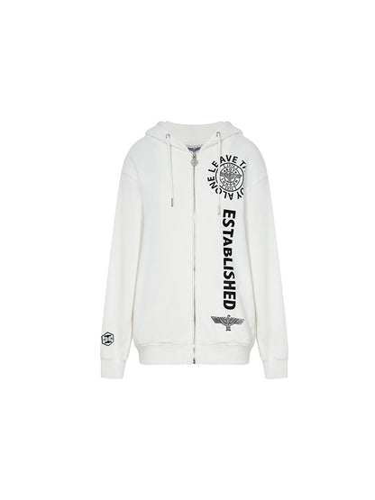 Letter Print Zipper Long Sleeve Hoodie Jacket