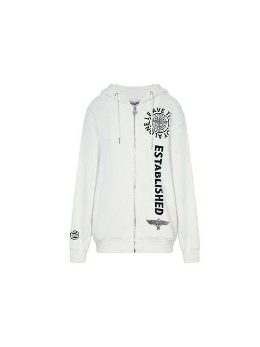 Letter Print Zipper Long Sleeve Hoodie Jacket